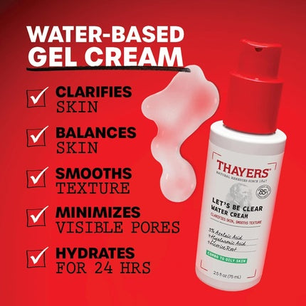 Thayers Let's Be Clear Water Face Cream Moisturizer with Azelaic Acid and Hyaluronic Acid 75ml