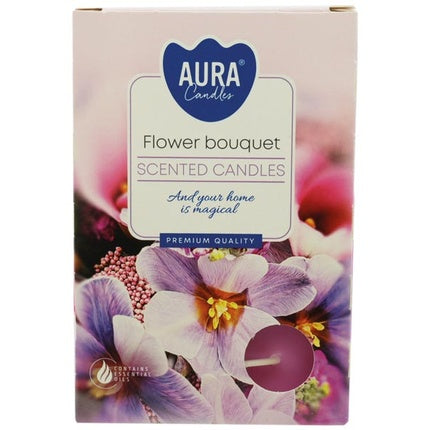 Aura Candles Tealight Scented Bouquet Of 6 Flowers 12x8x18 Cm Approx 4 Hours Burning Time