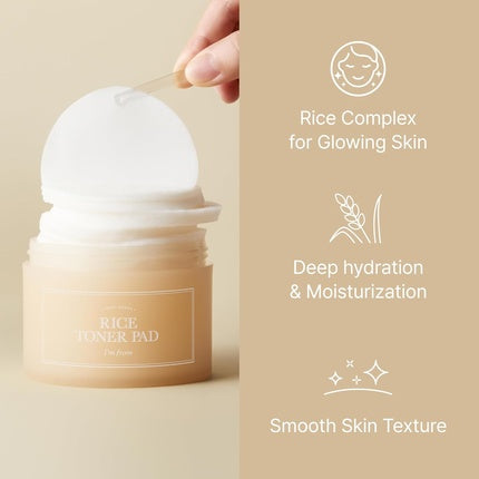 I'M From Rice Toner Pads 140ml 60 Sheets Triple-Layered Rice Extract