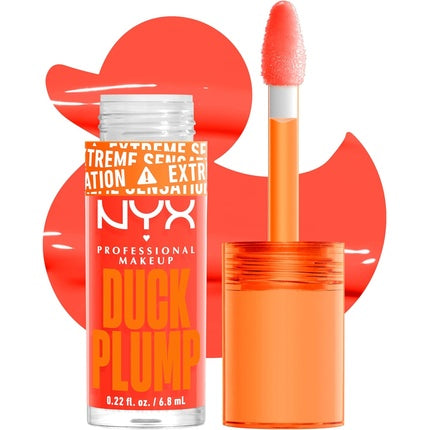 NYX Professional Makeup Lip Plumping Gloss Intense Colour High Pigmentation Extreme Shine Finish Infused with Spicy Ginger Vegan Formula Duck Plump Peach Out