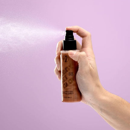 W7 Ready Set Glow Makeup Setting Spray Shimmer Finish Rose Gold