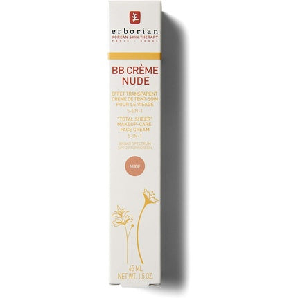 Erborian BB Cream with Ginseng Imperfection Covering Foundation 5-in-1 Korean Skincare Face Cream SPF 20 Nude Shade 45ml