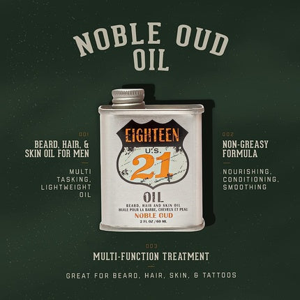 18.21 Man Made Hair Skin and Beard Oil for Men Noble Oud - 50ml