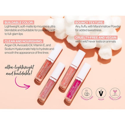 Markwins Wet n Wild Cloud Pout Marshmallow Lip Mousse Matte Liquid Lipstick with Argan Oil Avocado Oil and Vitamin E Love You Smore 1 Count