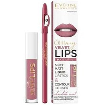Eveline Cosmetics Oh My Velvet Lips Matt Lip Kit 02 Milky Chocolate 45 Ml