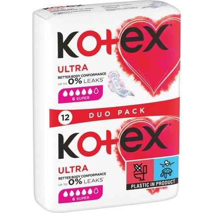 Kotex Ultra Comfort Super Sanitary Napkins - Pack of 12