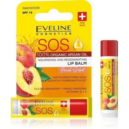Eveline SOS Nourishing Regenerating Balm for Dry Cracked Lips Peach SPF15