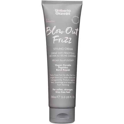 Umberto Giannini Blow Out Frizz Hair Styling Cream with Heat Protection 230°C Vegan Keratin Bond Repair Formula 150ml