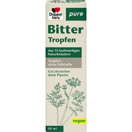 Doppelherz Pure Bitter Drops Vegan Easy Application Formula with 15 Selected Bitter Herbs and Roots 50ml