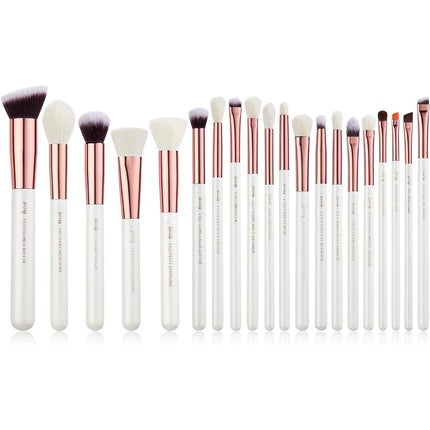 Jessup Brush Set 20 PCS Makeup Brushes for Foundation Blending Blush Concealer Eye Shadow Lip Synthetic Fiber Bristles Wooden Handle White Makeup Brush T225 A