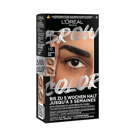 L'Oréal Paris Eyebrow Color for a Radiant and Perfectly Groomed Look Ammonia-Free Eyebrow Color Brow Color 1.0 Black
