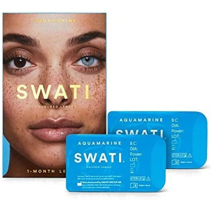 SWATI Cosmetics Aquamarine Blue Color Contact Lenses 0.0 Dioptrien 8.7mm Base Curve 14.2mm Diameter