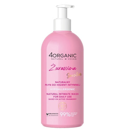 4organic Natural Intimate Hygiene Liquid Cranberry 350ml