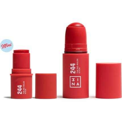 3INA MAKEUP The No-Rules Stick 244 Red Blush Stick for Eyes Lips & Cheeks with Hyaluronic Acid Cream Blush 244 Red Mini