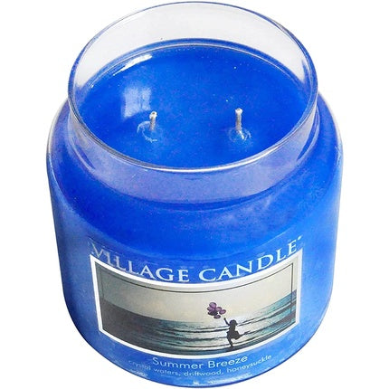 Village Candle Summer Breeze Large Glass Apothecary Jar Scented Candle 21.25 Oz Blue