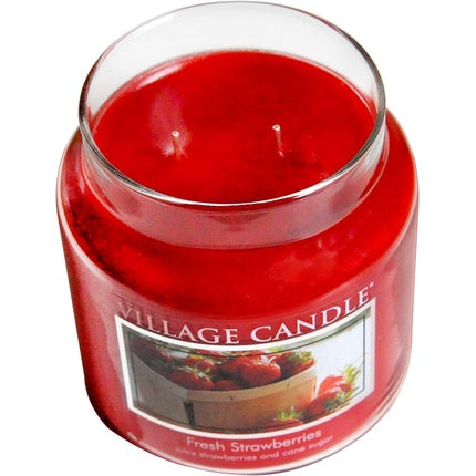 Village Candle Fresh Strawberries Large Scented Candle in Glass 737g Red 10.3 x 10.1 x 15.4 cm