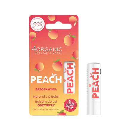 4organic Natural Lip Balm Peach 5g