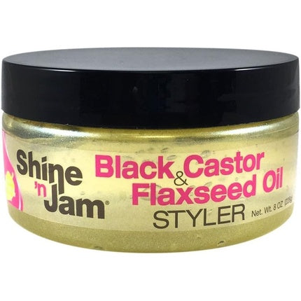 Ampro Shine N Jam Black Castor & Flaxseed Oil Styler 8oz 226g