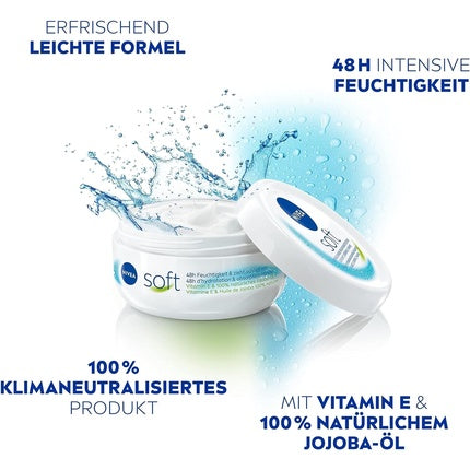 NIVEA Soft Refreshing Moisturising Cream 50ml with Vitamin E and 100% Natural Jojoba Oil