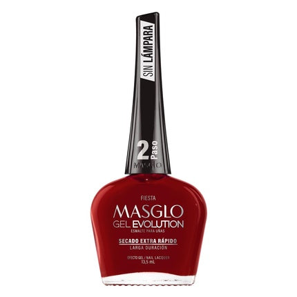 MASGLO GEL EVOLUTION Nail Polish Gel Effect No UV/Led Lamp Required Lasts up to 12 Days Fiesta 0.5 Fl Oz