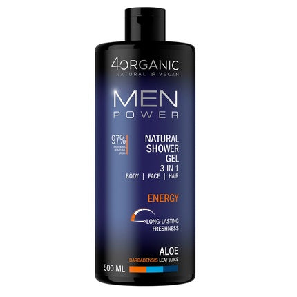 4organic Men Power Natural Shower Gel 3 In 1 Energy 500ml