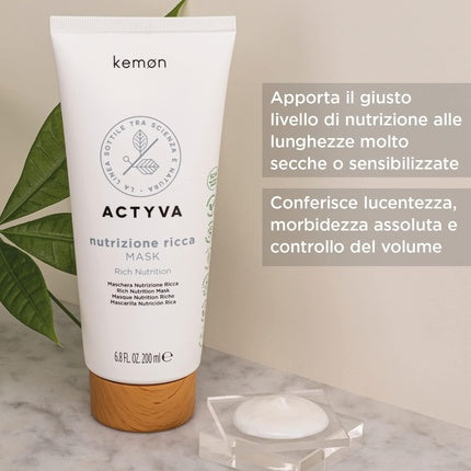 Kemon Actyva Nutrizione Ricca Mask Velian Intensive Nourishing Hair Mask for Very Dry Hair 200ml