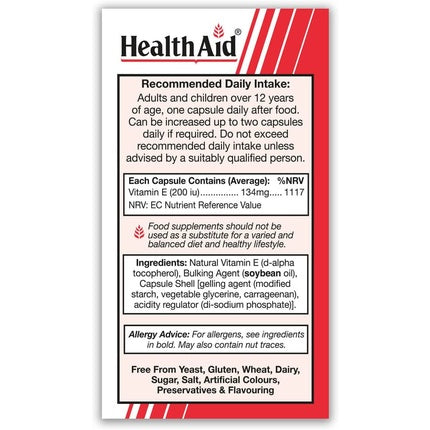 Health Aid Vitamin E 200UI 60 Capsules