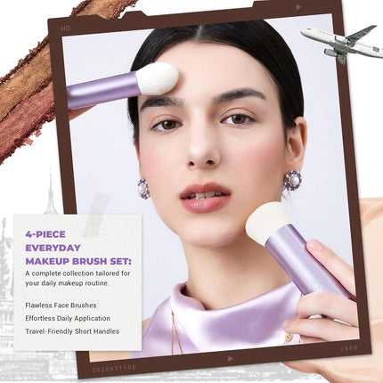 Jessup Makeup Brushes Set 4pcs Face Kabuki Brush for Foundation Contour Powder