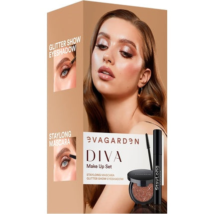 Diva Make Up Set by Evagarden for Women - 2 Piece 0.28 Oz Staylong Mascara