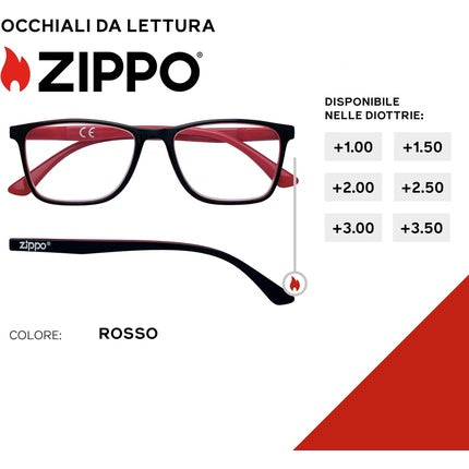 Zippo Reading Glasses with Soft Lines Ideal for Men and Women Black Red Bars 3.0x