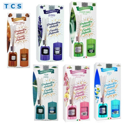 SWEET HOME Room Fragrance with Wooden Sticks + Scented Candle Gift Pack