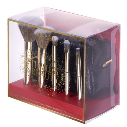Intervion Flawless Beauty Makeup Brush Set With Cosmetic Bag