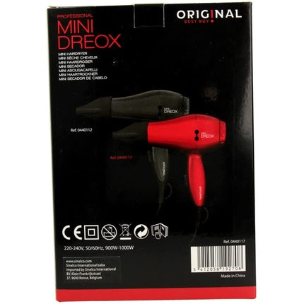 SIBEL Professional Mini Dreox RED Travel Hair Dryer 2m Cable for Blow Drying
