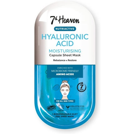 7th Heaven Hyaluronic Acid Nutriactive Moisturising Sheet Mask Enriched with Amino Acids to Rebalance and Restore Skin