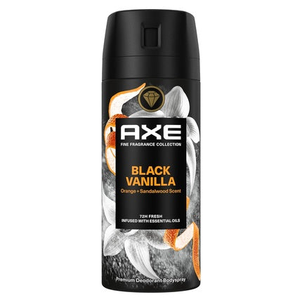Axe Fine Fragrance Collection Premium Bodyspray Black Vanilla Deodorant without Aluminum for 72 Hours Freshness 150ml