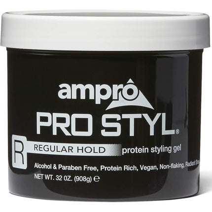 Ampro Pro Styl Styling Gel Protects and Strengthens Your Strands Non-Flaking Alcohol Free Vegan Formula Flexible Touchable Hold for All Hair Textures Regular 908g