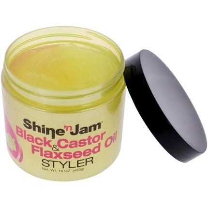 Ampro Shine N Jam Black Castor & Flaxseed Oil Styler 16oz 453g