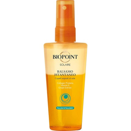 BIOPOINT Bifase Solar Balm for Hair 100ml - Deep Moisturizing to Counteract Sun and Sea Damage 3.3 Fl Oz Made in Italy