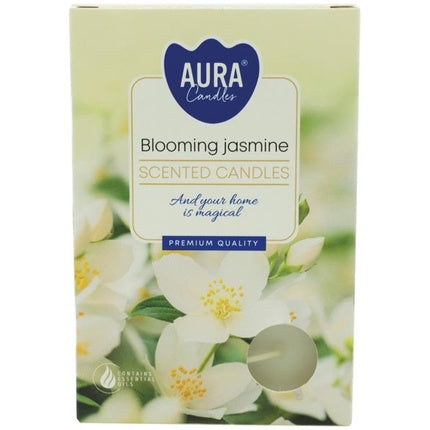Aura Candles Tealight Scent 6s Jasmine Blossom 6x12g Approx 4 Hours Burning Time