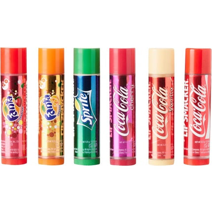 Lip Smacker Coca-Cola Collection Gift Set with Coca-Cola Sleep Mask Fanta and Sprite Flavoured Lip Balms Assorted Authentic Coca Cola-Flavoured Lip Balm with Red Sleep Mask Travel Set 2023 Version Tin Collection