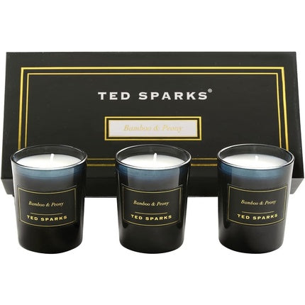 Ted Sparks Mini Candle Gift Set Bamboo & Peony Scented Candles in Glass