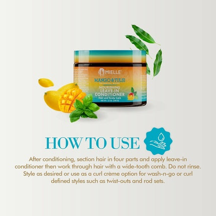 Mielle Organics Mango & Tulsi Nourishing Leave-In Conditioner for Wavy & Curly Hair