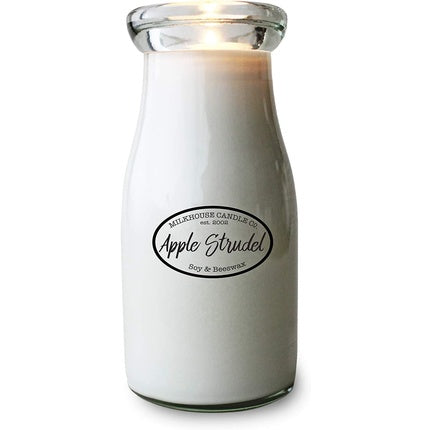 Milkhouse Creamery Soy Beeswax Candle Apple Strudel 8oz Milk Bottle