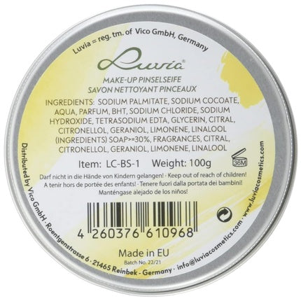 Luvia Cosmetic Brush Soap Essential Citrus Brush Cleaner 100g