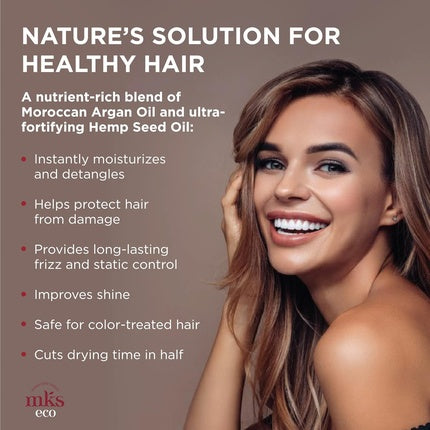 MKS eco X Leave-In Treatment & Detangler with Moroccan Argan Oil and Hemp Seed Oil Vegan & Cruelty Free Original 10 Fl Oz