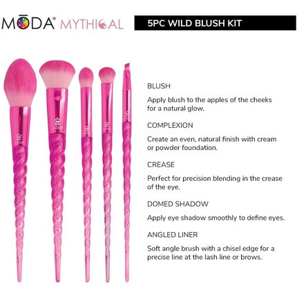 MODA Royal & Langnickel Full Size Mythical Wild 5pc Makeup Brush Set - Pink