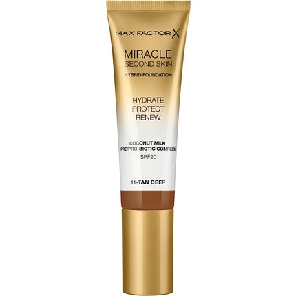 Max Factor Miracle Second Skin Hydrating Foundation Tan-Deep 30ml