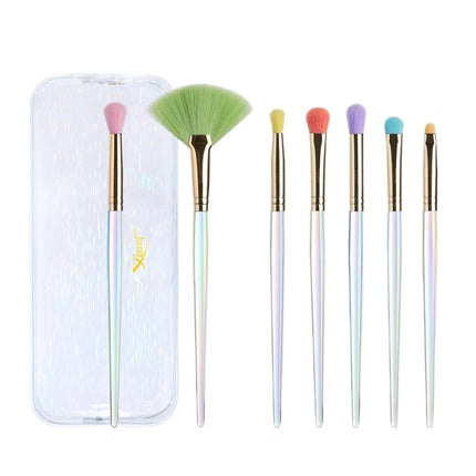 Jessup Colorful Makeup Set Of Seven Eye Makeup Brushes In Cosmetic Bag T318