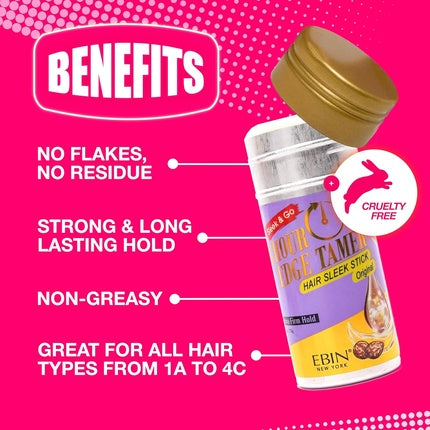 EBIN NEW YORK 24 Hour Edge Tamer Hair Sleek Stick Extreme Firm Hold 2.7 oz Mango - Sleek & Go No Flaking and White Residue