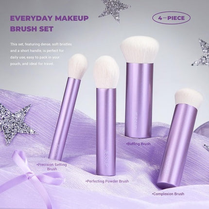 Jessup Makeup Brush Set with Face Brushes and Makeup Sponge